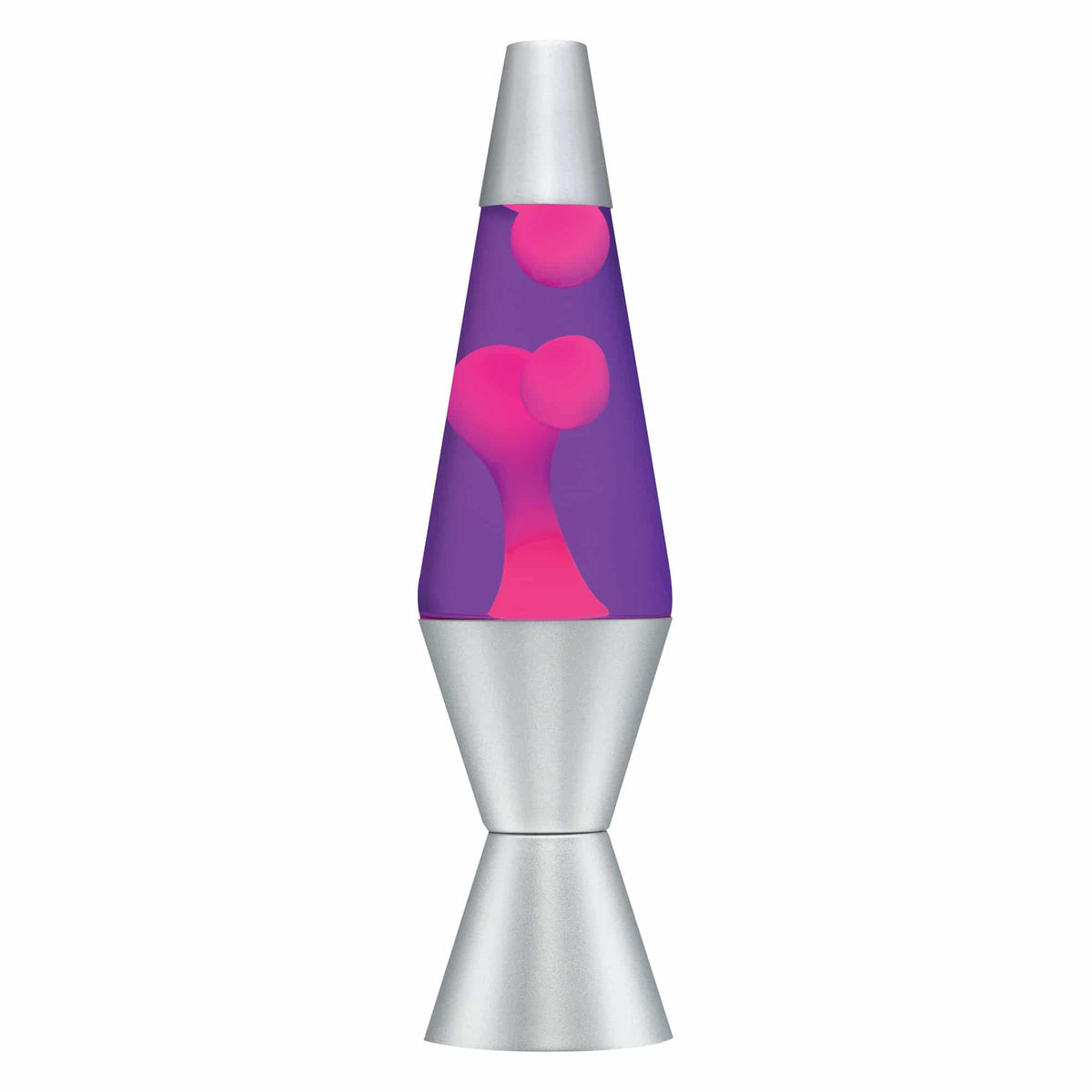 14.5” LAVA® Lamp – pink wax, purple liquid, silver base and cap